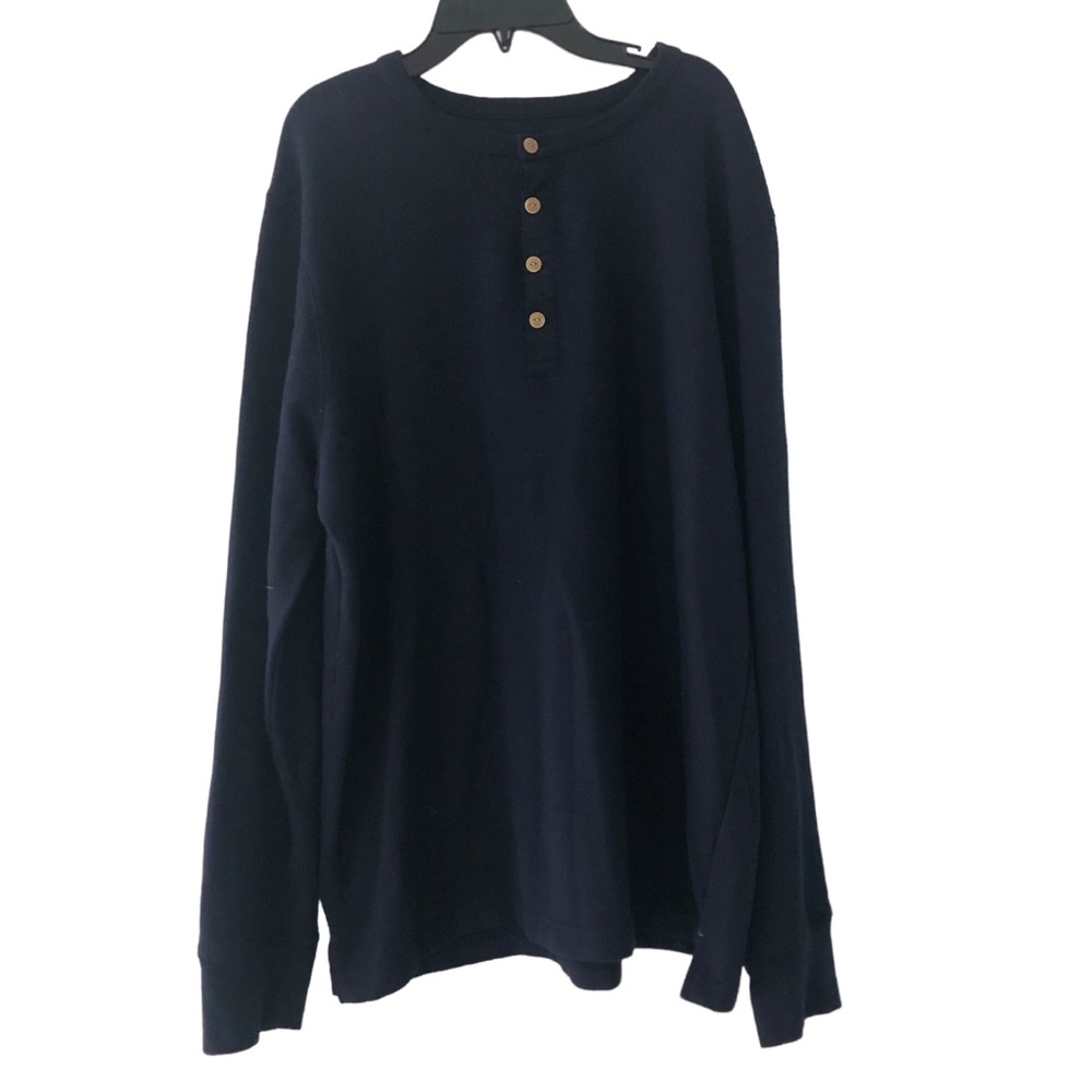 Goodfellow Men’s Navy Blue Thermal Crewneck Henley Size XL